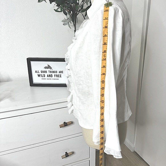 Lena Gabrielle White French 100% Linen Gauze Romantic 3/4 Jacket Size 4 - Picture 4 of 13